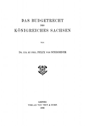 Das Budgetrecht des Königreiches Sachsen
