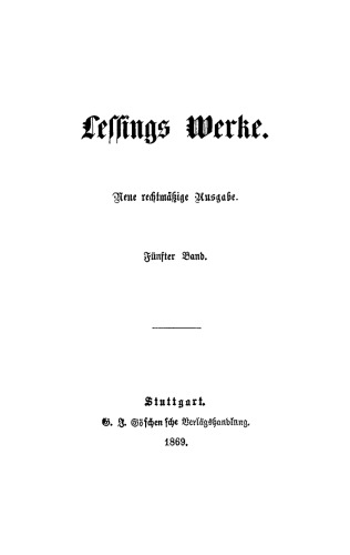 Lessings Werke: Band 5
