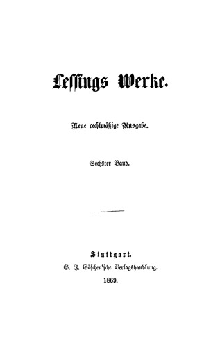 Lessings Werke: Band 6
