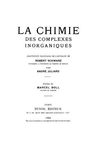 La chimie des complexes inorganiques