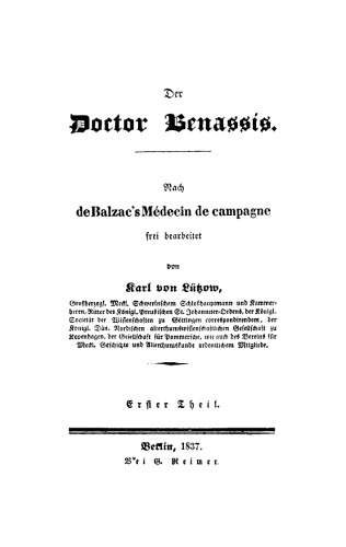 Der Doctor Benassis: Teil 1