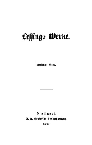 Lessings Werke: Band 7