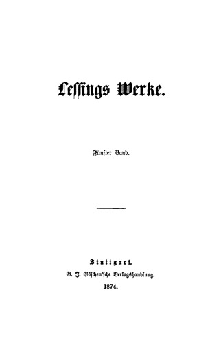 Lessings Werke: Band 5