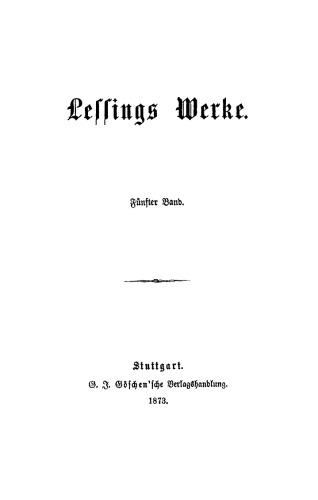 Lessings Werke: Band 5