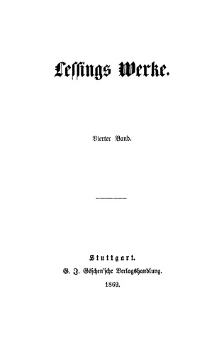 Lessings Werke: Band 4