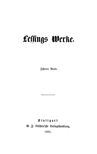 Lessings Werke: Band 10