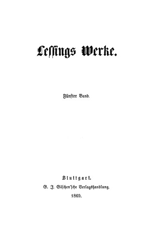 Lessings Werke: Band 5