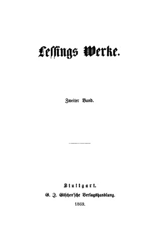 Lessings Werke: Band 2/3