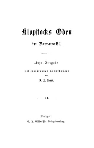 Klopstocks Oden in Auswahl