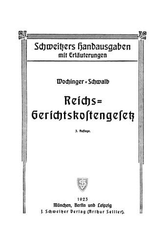 Reichsgerichtskostengesetz vom 21. Dezember 1922