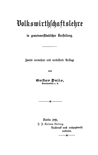 Volkswirthschaftslehre in gemeinverständlicher Darstellung