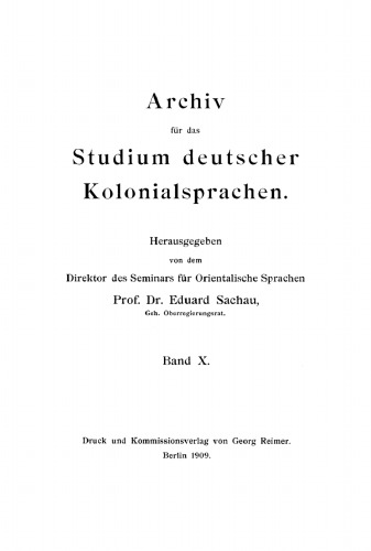 Grammatik des Chasu in Deutsch-Ostafrika (Pare-Gebirge)