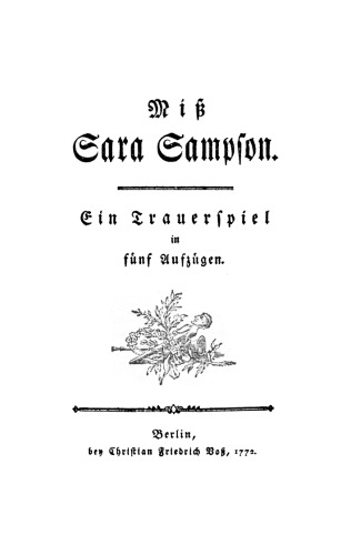 Miss Sara Sampson: Ein Trauerspiel in fünf Aufzügen