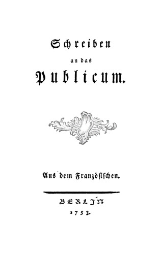 Schreiben an das Publicum