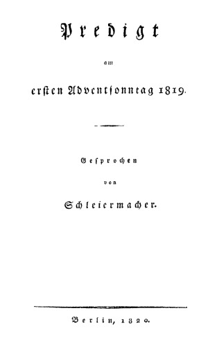 Predigt am ersten Adventsonntag 1819