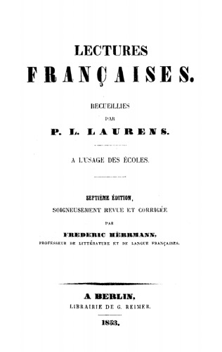 Lectures françaises: A l’usage des écoles