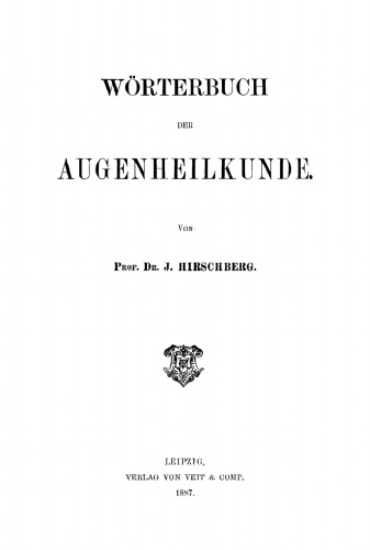 Wörterbuch der Augenheilkunde