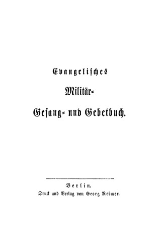 Evangelisches Militär-Gesang- und Gebetbuch