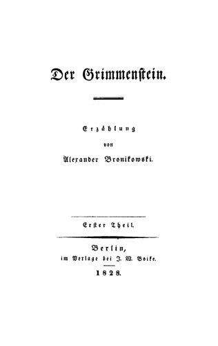 Der Grimmenstein: Teil 1 Erzählung