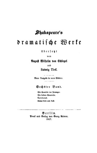Shakspeare’s dramatische Werke: Band 6