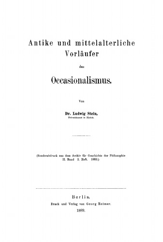 Antike und mittelalterliche Vorläufer des Occasionalismus