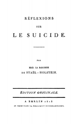 Réflexions sur le suicide