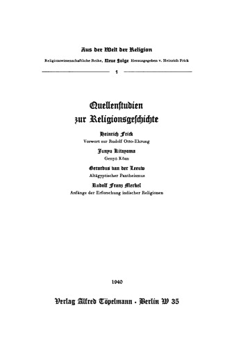 Quellenstudien zur Religionsgeschichte