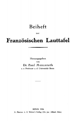 Beiheft zur französischen Lauttafel