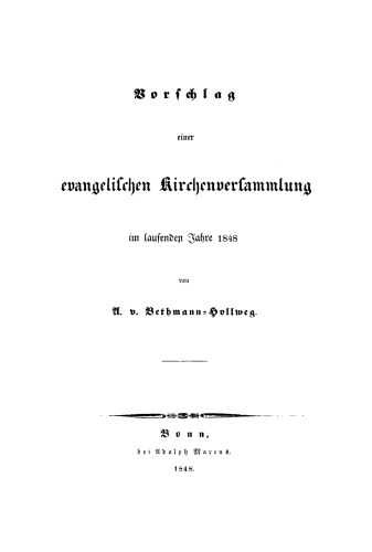 Vorschlag einer evangelischen Kirchenversammlung im laufenden Jahre 1848