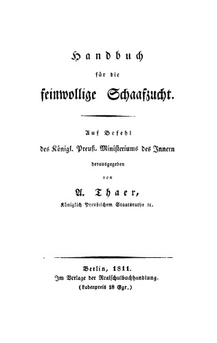 Handbuch für die feinwollige Schaafzucht