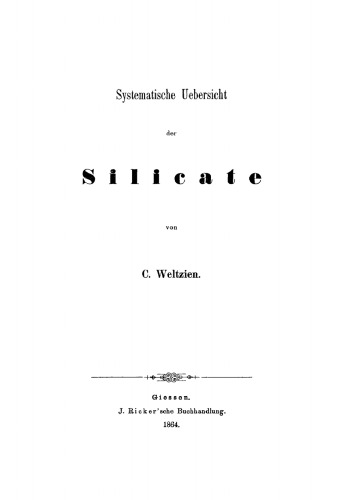 Systematische Uebersicht der Silicate