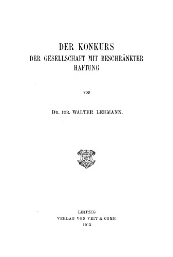 Der Konkurs der Gesellschaft mit beschränkter Haftung