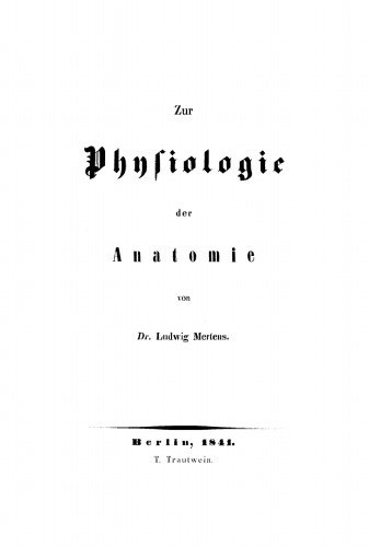 Zur Physiologie der Anatomie