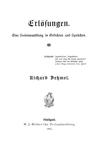 Erlösungen: Eine Seelenwandlung in Gedichten und Sprüchen