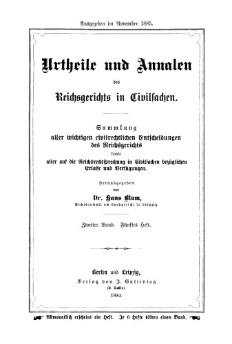 Urtheile und Annalen des Reichsgerichts in Civilsachen: Band 2, Heft 5