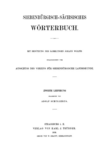 Siebenbürgisch-Sächsisches Wörterbuch: Lieferung 2 (Amels - aufklären)