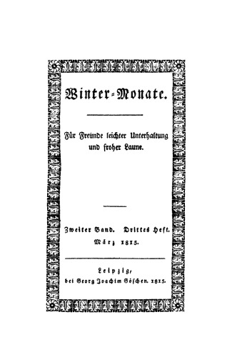 Winter-Monate: Band 2, Heft 3 März 1815