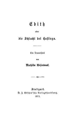 Edith oder die Schlacht bei Hastings: Ein Trauerspiel
