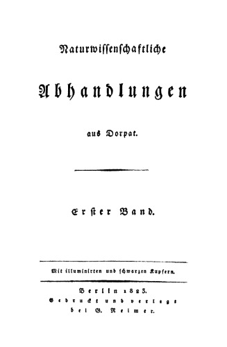 Naturwissenschaftliche Abhandlungen aus Dorpat, Band 1