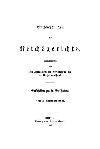 Entscheidungen des Reichsgerichts in Zivilsachen: Band 49