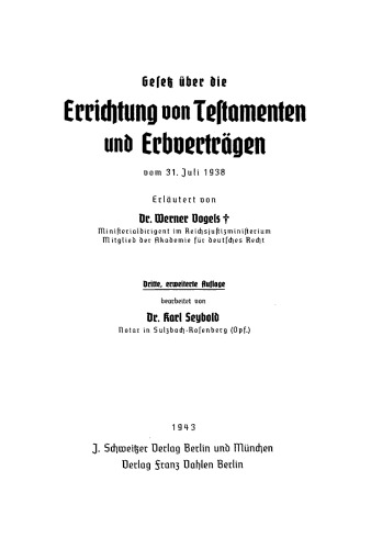 Gesetz über die Errichtung von Testamenten und Erbverträgen