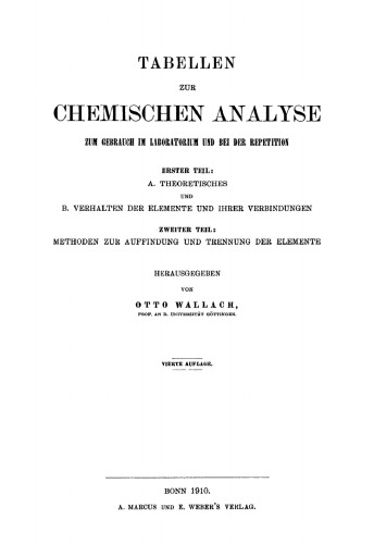 Tabellen zur chemischen Analyse