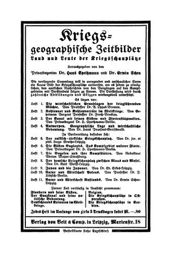 Die wirtschaftlichen Grundlagen der kriegführenden Mächte