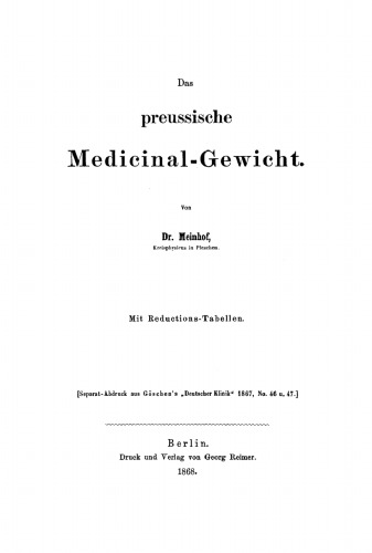 Das preussische Medicinal-Gewicht