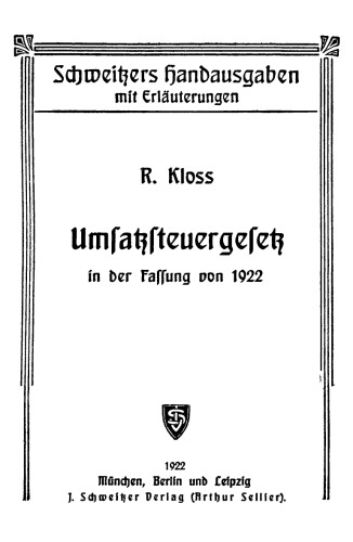 Umsatzsteuergesetz in der Fassung von 1922