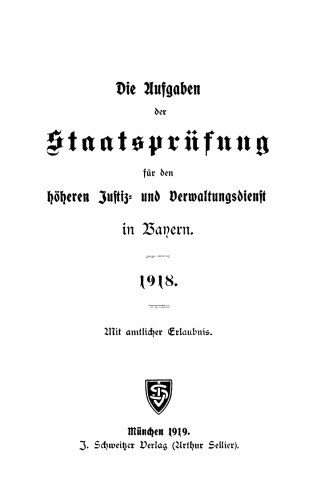Die Staatskonkurs-Aufgaben im Jahre ...: 1918