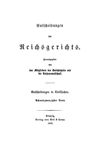 Entscheidungen des Reichsgerichts in Zivilsachen: Band 28