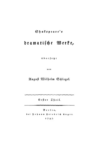 Shakspeare’s dramatische Werke: Teil 1