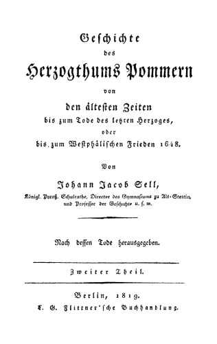 Geschichte des Herzogthums Pommern: Teil 2