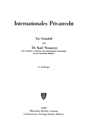 Internationales Privatrecht: Ein Grundriß